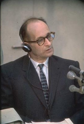 Adolf Eichmann during trial, Wikipedia Commons
